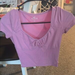 Hollister Pink Tie Front Crop Blouse